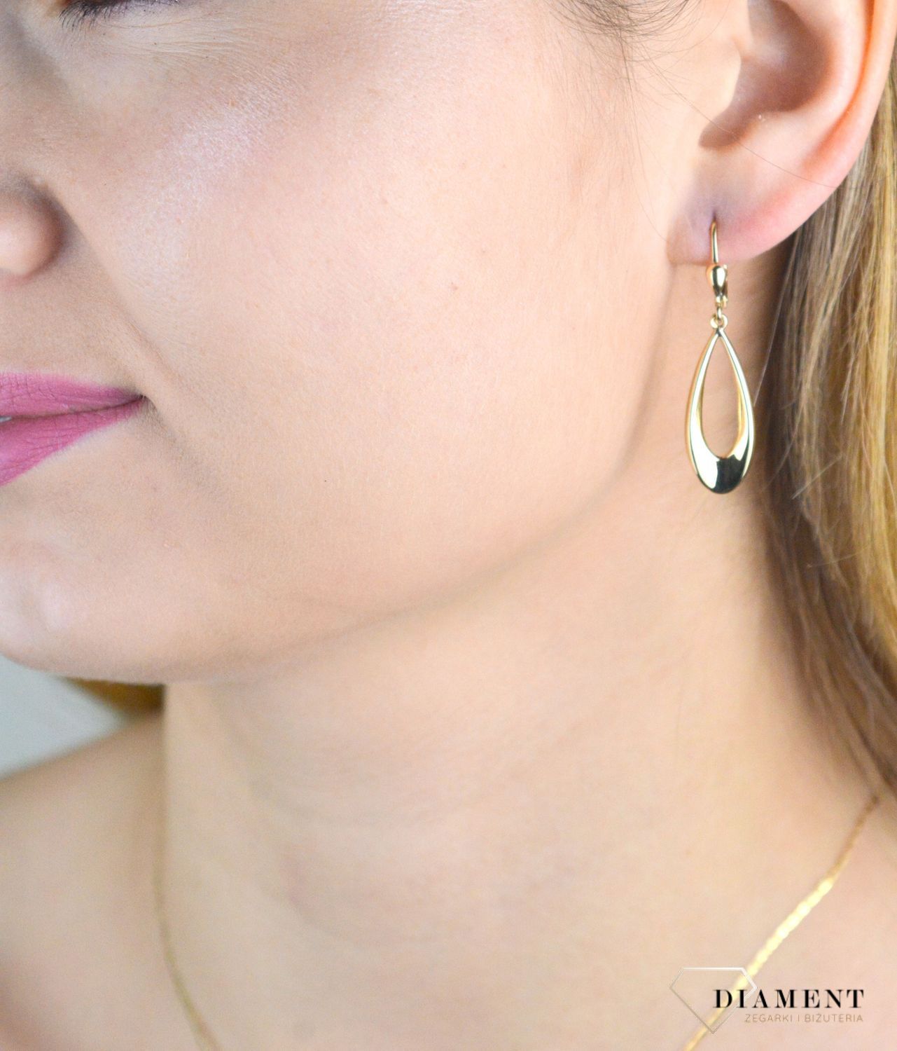 Złote kolczyki damskie 585 wiszące łezki KL 5465 375.jpg